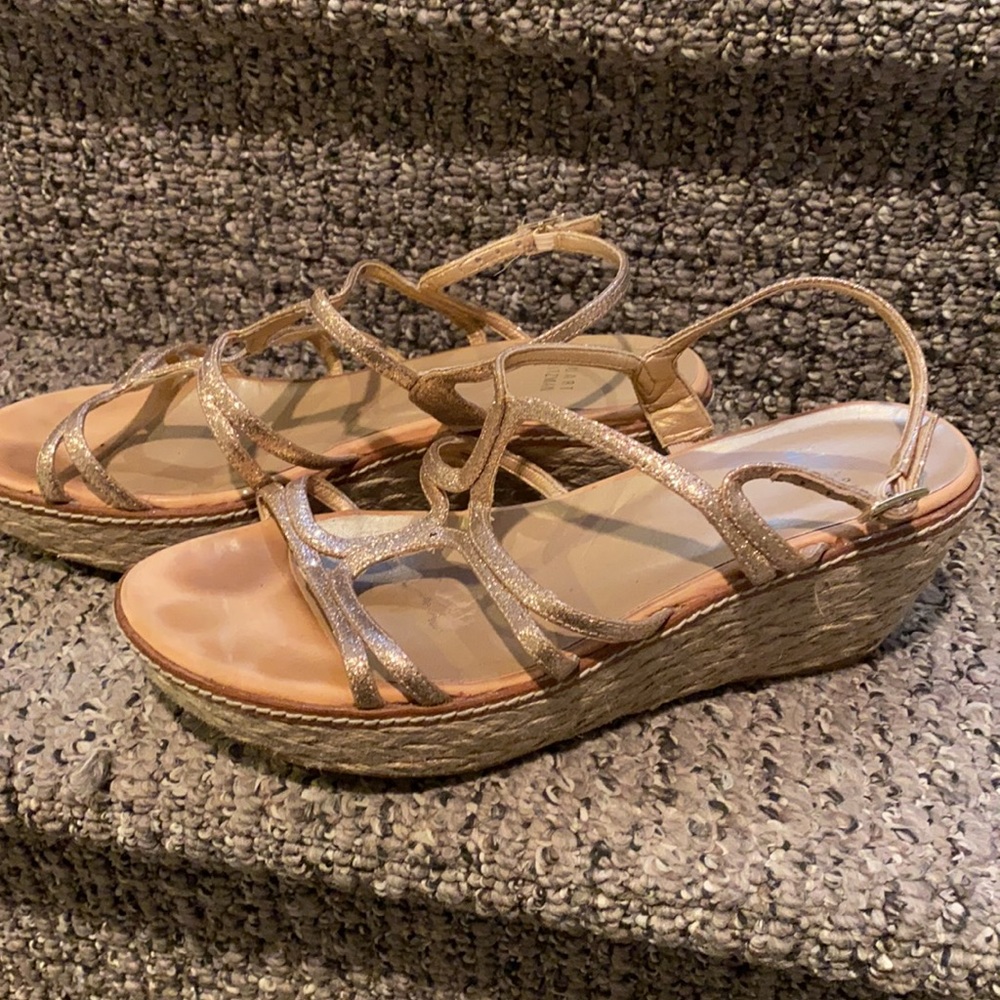 Stuart Weitzman Platform Glitter Espadrilles Size… - image 3